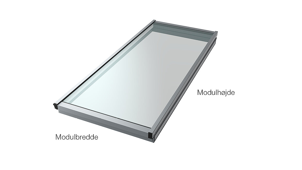 Visning af modulbredde og modulhøjde LAMILUX Modular Glass Skylight visning af modulbredde og modulhøjde