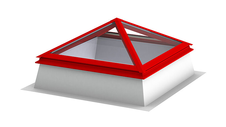 Skylight-vindue som pyramide/rytterlys med aluminiumsramme