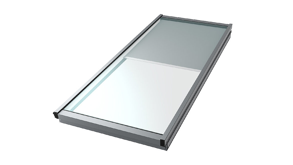 LAMILUX Modular Glass Skylight MS78, indvendig solbeskyttelse som rullegardin LAMILUX Modular Glass Skylight - illustration af glaselement med solbeskyttelse