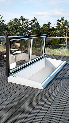 LAMILUX Flat Roof Access Hatch Comfort Swing open